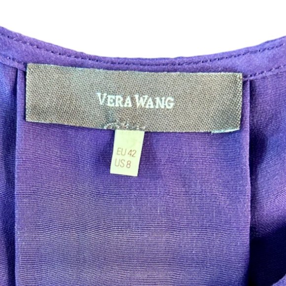 NWT Vera Wang Purple Silk Blouse w/Black Wrap Around Belt Size 8 - Picture 11 of 15